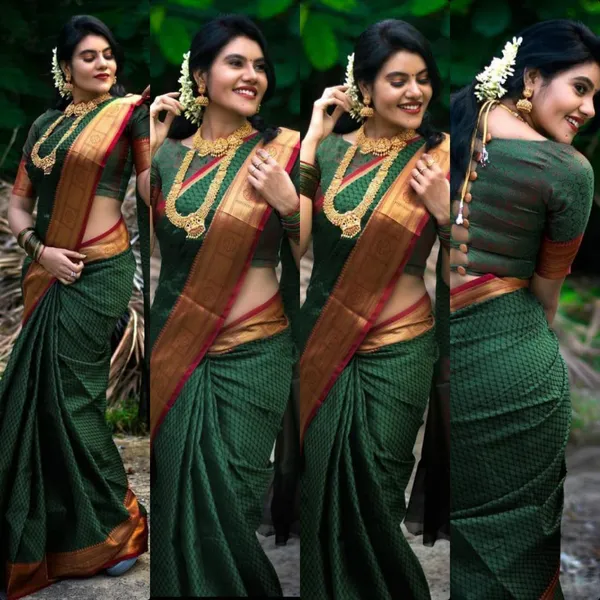 Dark_Green_Woven_Kanjivaram_Silk_Saree_with_Saree_Cover